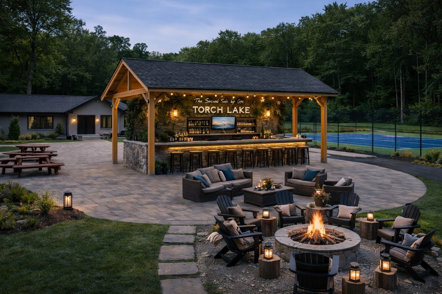 Outdoor Pavilion at twilight
